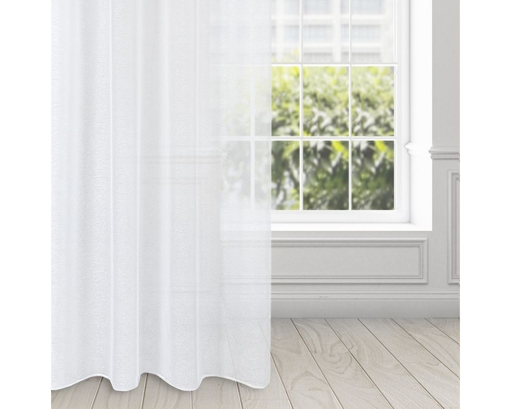 Hotové záclony s riasiacou páskou - Voál standard biely, 270 cm